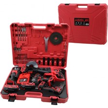 Marsilyan 4pcs Usta Elektrikli Alet Seti ŞARJLI=21V Matkap - Vidalama - Spral Taşlama - Somun Plastik Çantalı ASR-1122 (4887)