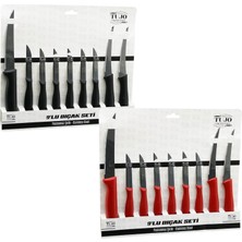Marsilyan 9PCS TIRTIRLI BIÇAK SETİ 1AD 24CM EKMEK 2AD 10CM SEBZE 6AD 6.5CM MEYVE (4887)