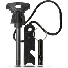 Marsilyan Acil Durum Magnezyum Çubuk Çakmaktaşı Hayatta Kalma Ateş Başlatıcı Çakmak Kiti Düdük Hediyeli (4887)