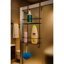 Özbience Siyah 2 Katlı Askılı Banyo Duş Rafı Sabunluk ve Şampuanlık