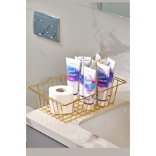 Özbience Altın Renk Dikdörtgen Çok Amaçlı Dolap Organizer ve Sepet