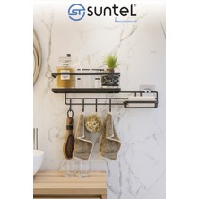 Özbience Pratik Kancalı Yapışkanlı Banyo Rafı ve Sabunluk Seti