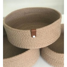 Özbience Çok Amaçlı 3’lü Sepet Seti, Jüt ve Pamuk Ip ile Dekoratif Tasarım