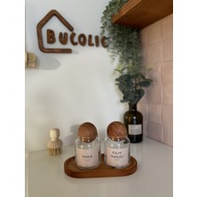 Özbience 2’li Ahşap Kapaklı Cam Pamukluk Seti, Vintage Etiketli Kulak Pamuğu