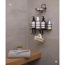 Özbience Pratik ve Şık Yapışkanlı Kanca ile Düzenleyici Raf ve Sabunluk Seti