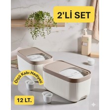 Özbience 12LT Sürgülü Tekerlekli Deterjan Saklama Kabı, Banyo Düzenleyici, 2'li Set