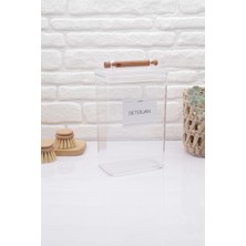 Özbience Şeffaf Vakumlu Ahşap Kulplu 2000ML Deterjan Saklama Kabı