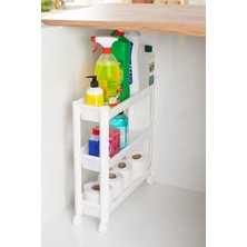 Özbience Çok Katlı Tekerlekli Organizer, Banyo ve Mutfak Için, Beyaz