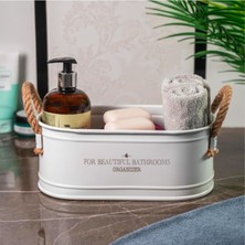 Özbience Metal Banyo Düzenleyici Organizer, Şık ve Dayanıklı Depolama Kovası