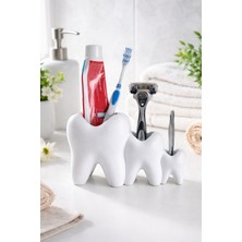 Özbience Diş Şeklinde 3’lü Banyo Düzenleyici Fırçalık Seti, Şık ve Fonksiyonel Tasarım