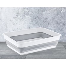 Özbience Katlanır Badya Leğen Kova, Akordiyon Dikdörtgen 8l Antrasit Gri