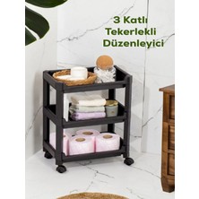 Özbience Üç Katlı Tekerlekli Çok Amaçlı Organizer Raf, 35,5X22X48 cm