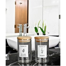 Özbience Bambu Kapaklı Cam Kulak Pamuğu ve Pamukluk 250 Ml, Şık ve Kullanışlı Ürün