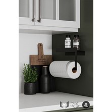 Özbience Şık Siyah Metal Duvara Monte Peçete Düzenleyici 26X11 cm