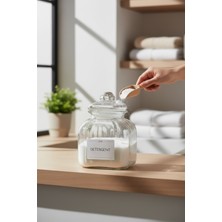 Özbience Kare Vakum Kapaklı Dekoratif 3500 ml Çift Taraflı Temizlik Kavanozu