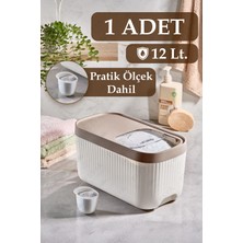 Özbience Pratik Sürgülü Deterjan Saklama Kabı, Banyo Düzenleyici, 12 L Büyük Kap