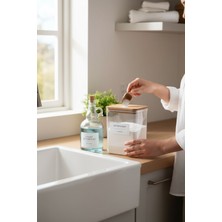 Özbience Ahşap Kapaklı Toz ve Sıvı Deterjan Kavanozu, 2000 ml ve 1000 ml