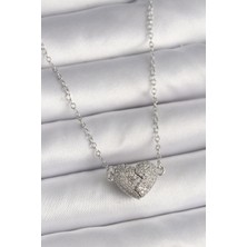 Skygo 316L Çelik Gümüş Renk Zirkon Taşlı Mıknatıslı Kalp Model Kadın Kolye - TJ-BKO9727