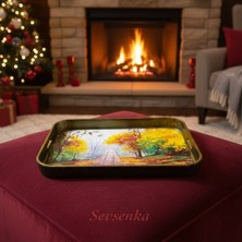 Sevsenka Muse D’art - 14 Şubat Sevgililer Günü Özel Koleksiyon Lüks Yağlı Boya Dokulu Sanat Tepsisi