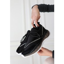 Fresco Scarfs Liney Siyah Rugan Bağcıklı Spor Ayakkabı