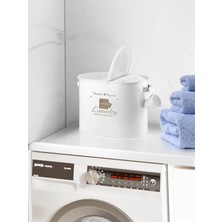 Özbience Metal Bölmeli 12 Lt Deterjan Kutusu, Plastik Kapak, Beyaz