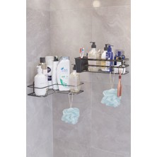 Özbience Pratik 2'li Paslanmaz Banyo Rafı Seti, Yapışkanlı Düzenleyici