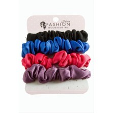 Saten Kumaş Lastik Toka – Saç Kırmayan, Iz Yapmayan, 4’lü Renkli Scrunchie Set