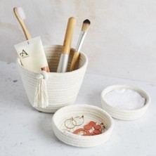 Özbience Doğal Jüt Ip Sepet Makyaj ve Banyo Eşyası Düzenleyici