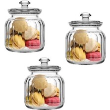 Özbience Cam Kavanoz Seti, 900CC, 3'lü, Sağlam ve Şık Tasarım