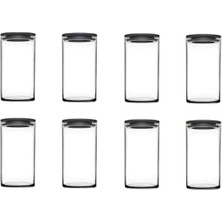Özbience Vakumlu Cam Kavanoz Seti, 8 Parça, Gri, Erzak Saklama Kabı