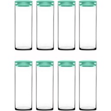 Özbience Şık Turkuaz Vakumlu Cam Kavanoz Seti 8'li Erzak Saklama Kapları