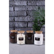 Özbience 4'lü 1000 ml Saklama Kabı Seti, Çay, Şeker, Kahve, Tuz Için Ideal