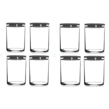 Özbience Pratik Vakumlu Cam Saklama Kavanoz Seti, 8'li, Gri