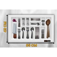 Özbience 85X49 Cm, 14 Gözlü Beyaz Çekmece Içi Kaşıklık, Esnek Kesim Özelliği