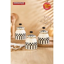 Özbience 3'lü Emaye Baharatlık Seti, Şık ve Fonksiyonel Mutfak Aksesuarı