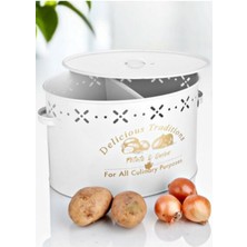 Özbience Iki Bölmeli Metal Patates ve Soğan Kovası, Beyaz, 18 Lt, Dayanıklı ve Pratik