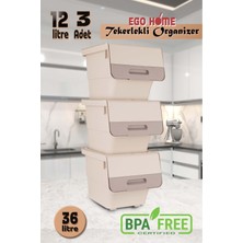 Özbience 3’lü Tekerlekli Sebzelik Patateslik ve Soğanlık Mote Krem 36 Lt