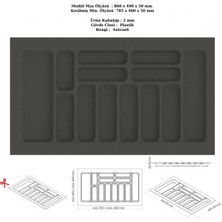Özbience Geniş Çekmece Içi Kaşıklık ve Organizer, Antrasit, 86X49 cm