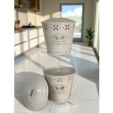 Özbience Çift Katlı Metal Sebzelik Patates ve Soğan Kovası, Şık ve Dayanıklı Tasarım