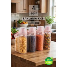 Özbience 2300ML 4'lü Sızdırmaz Erzak Saklama Kabı Seti Geniş ve Ölçekli Kapak