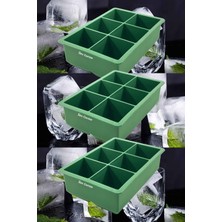 Özbience Ekstra Büyük Silikon Buz Kalıbı, 6'lı, Yeşil, Paket 3 Adet