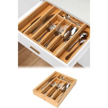 Özbience Genişletilebilir Bambu Kaşıklık Organizer, 7 Gözlü, Antibakteriyel, Pratik