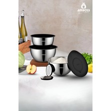 Özbience Şık Siyah Paslanmaz Çelik Çok Amaçlı 9 Parça Kase Seti