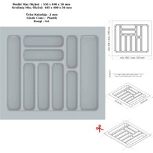 Özbience Pratik Çekmece Içi Kaşıklık ve Düzenleyici, 55X49 Cm, Gri