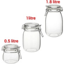 Özbience 3'lü Kavanoz Seti, Kilitli ve Contalı Saklama Kapları, 0,5/1/1,8 Lt