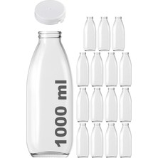 Özbience 1000 ml Cam Şişe, Yırtmalı Kapak, Ayran, Su, Limonata, Meşrubat, 15 Adet