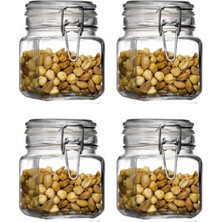 Özbience 4'lü Cam Kapaklı Kelepçeli Kavanoz Seti 740 Cc, Şık ve Fonksiyonel