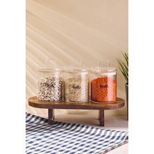 Özbience 3'lü 450 ml Borosilikat Cam Kavanoz Seti, 9X10 cm