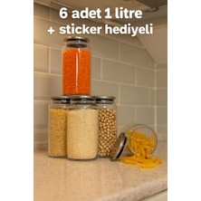 Özbience 6'lı 1l Paslanmaz Vakumlu Metal Kapaklı Saklama Kavanoz Seti