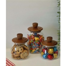 Özbience Şık 3'lü Akasya Cam Kavanoz Seti, Saklama ve Dekorasyon Için Ideal